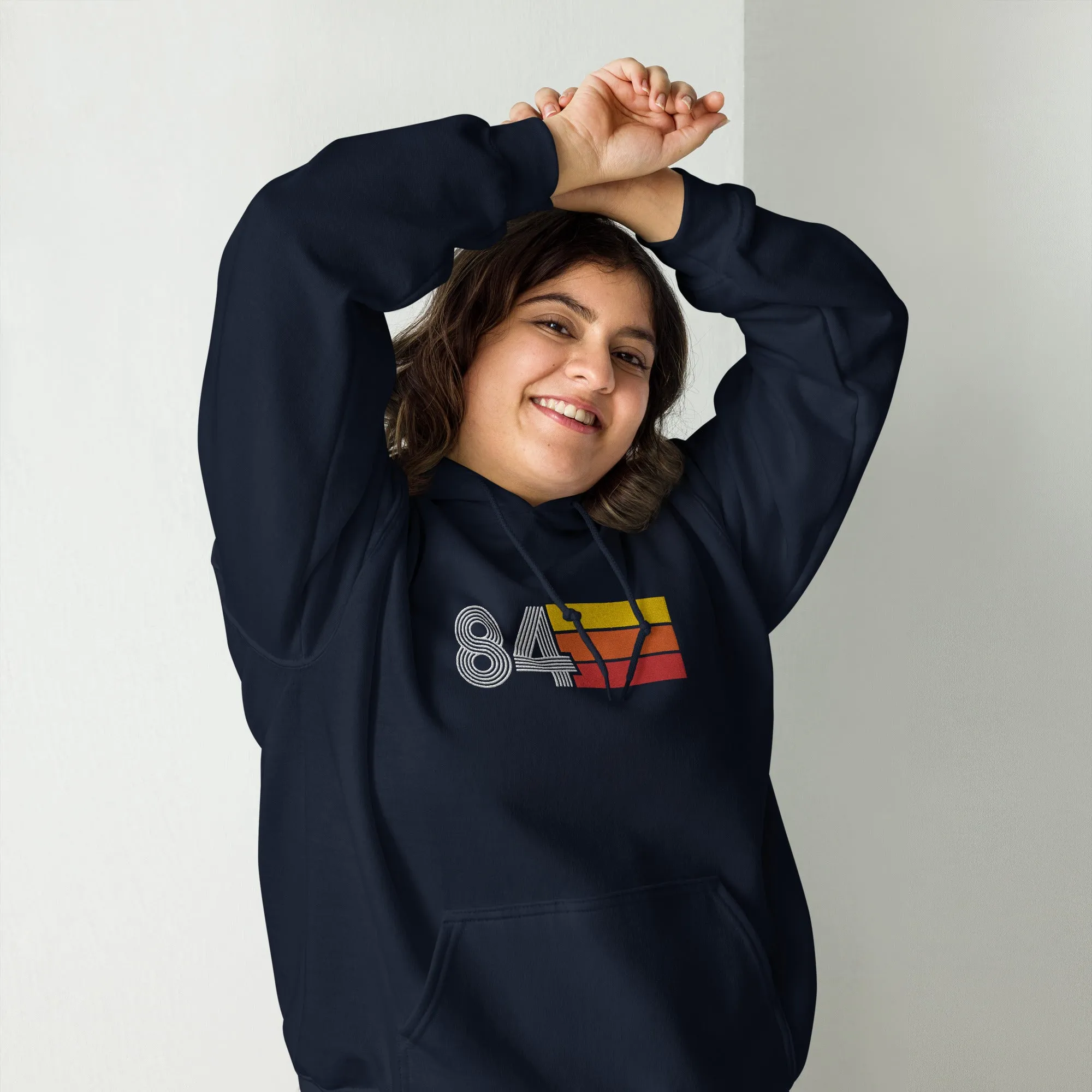 84 - Retro Tri-Line Large Embroidery Unisex Hoodie