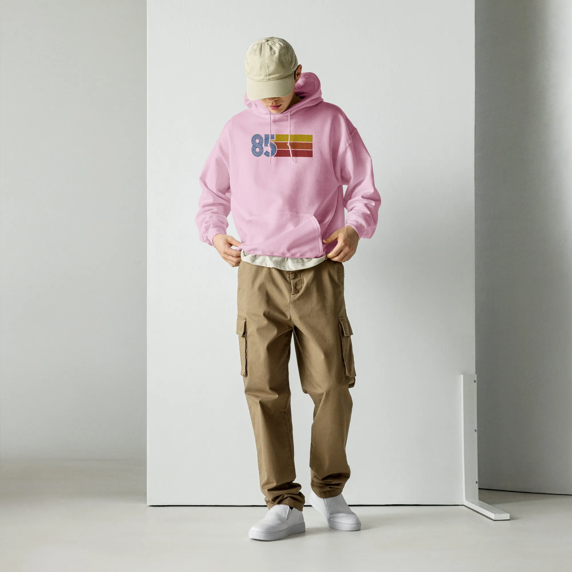 85 - Retro Tri-Line Large Embroidery Unisex Hoodie