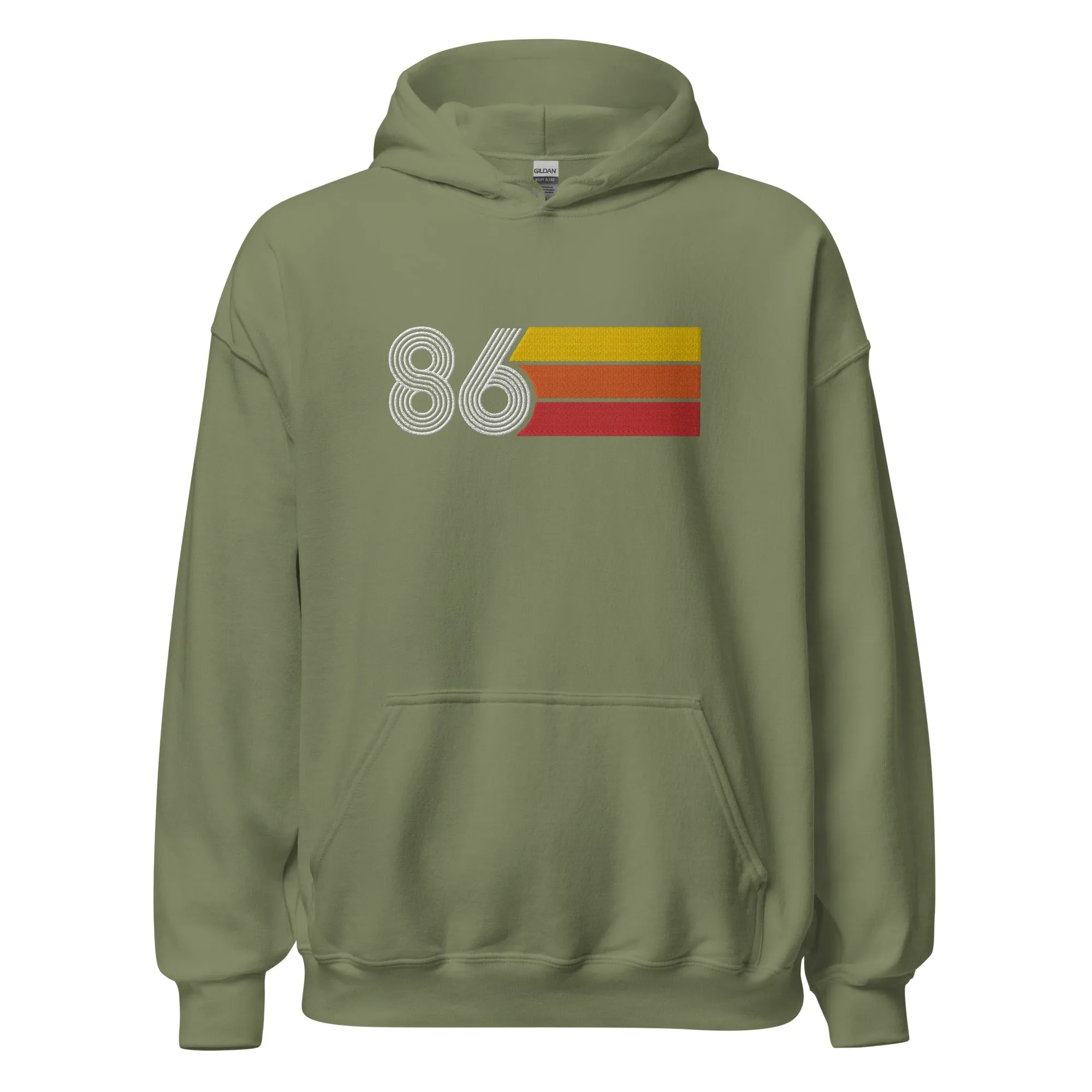 86 - Retro Tri-Line Large Embroidery Unisex Hoodie