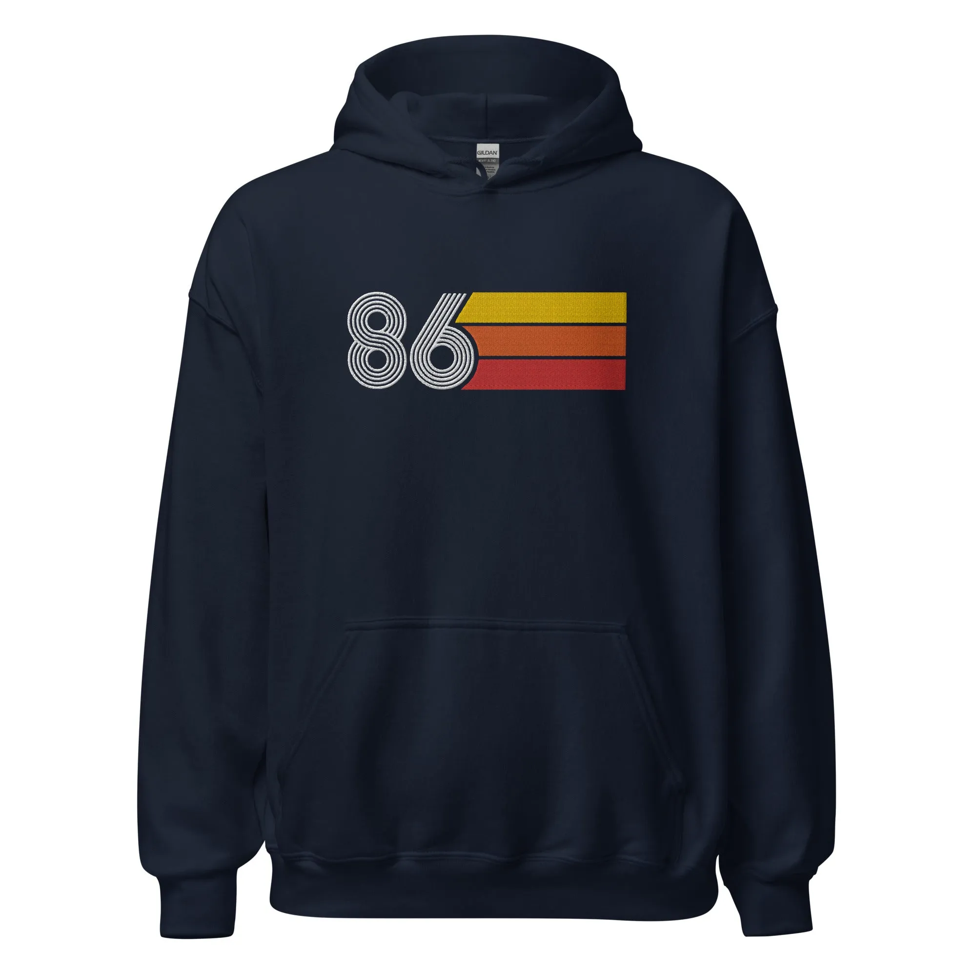 86 - Retro Tri-Line Large Embroidery Unisex Hoodie