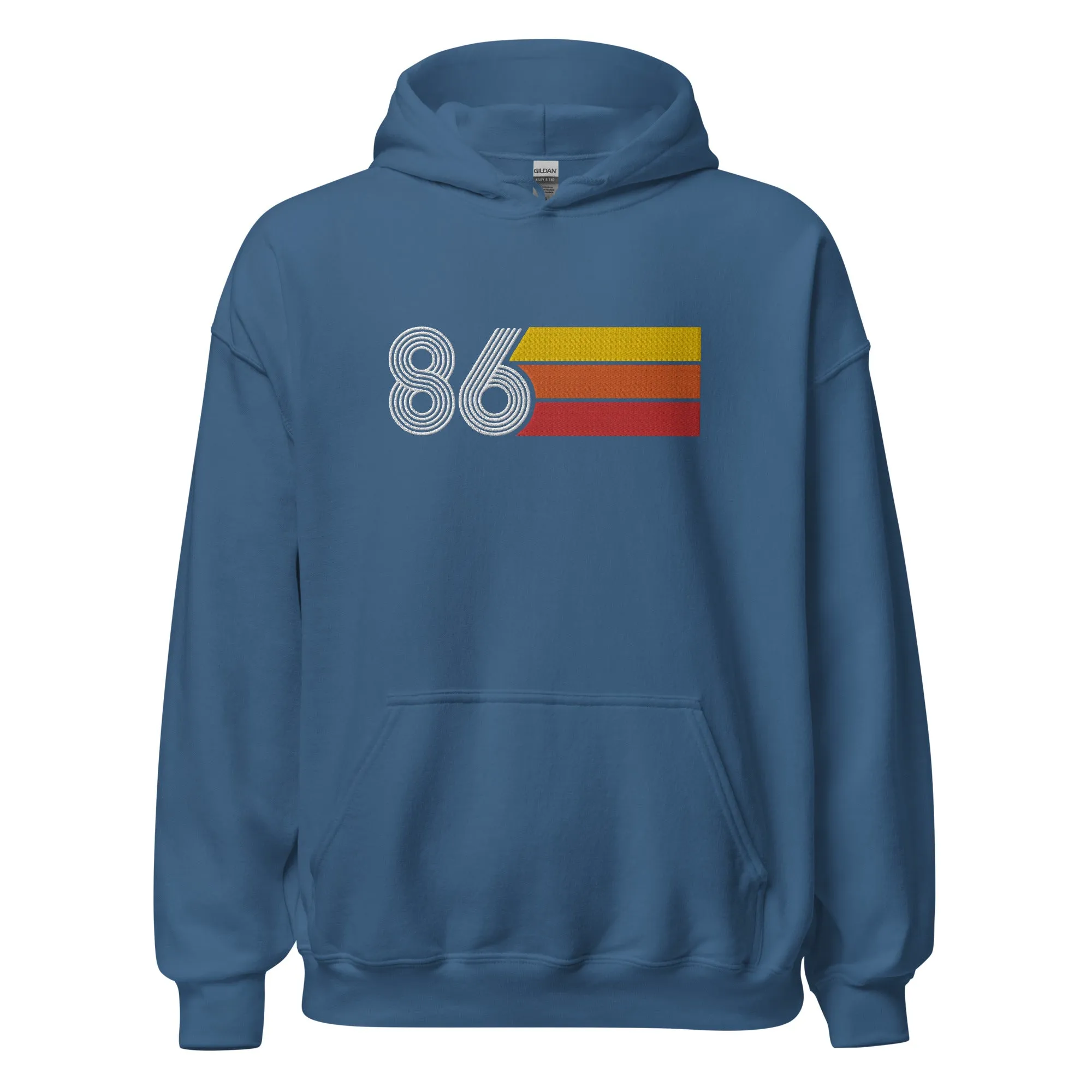 86 - Retro Tri-Line Large Embroidery Unisex Hoodie