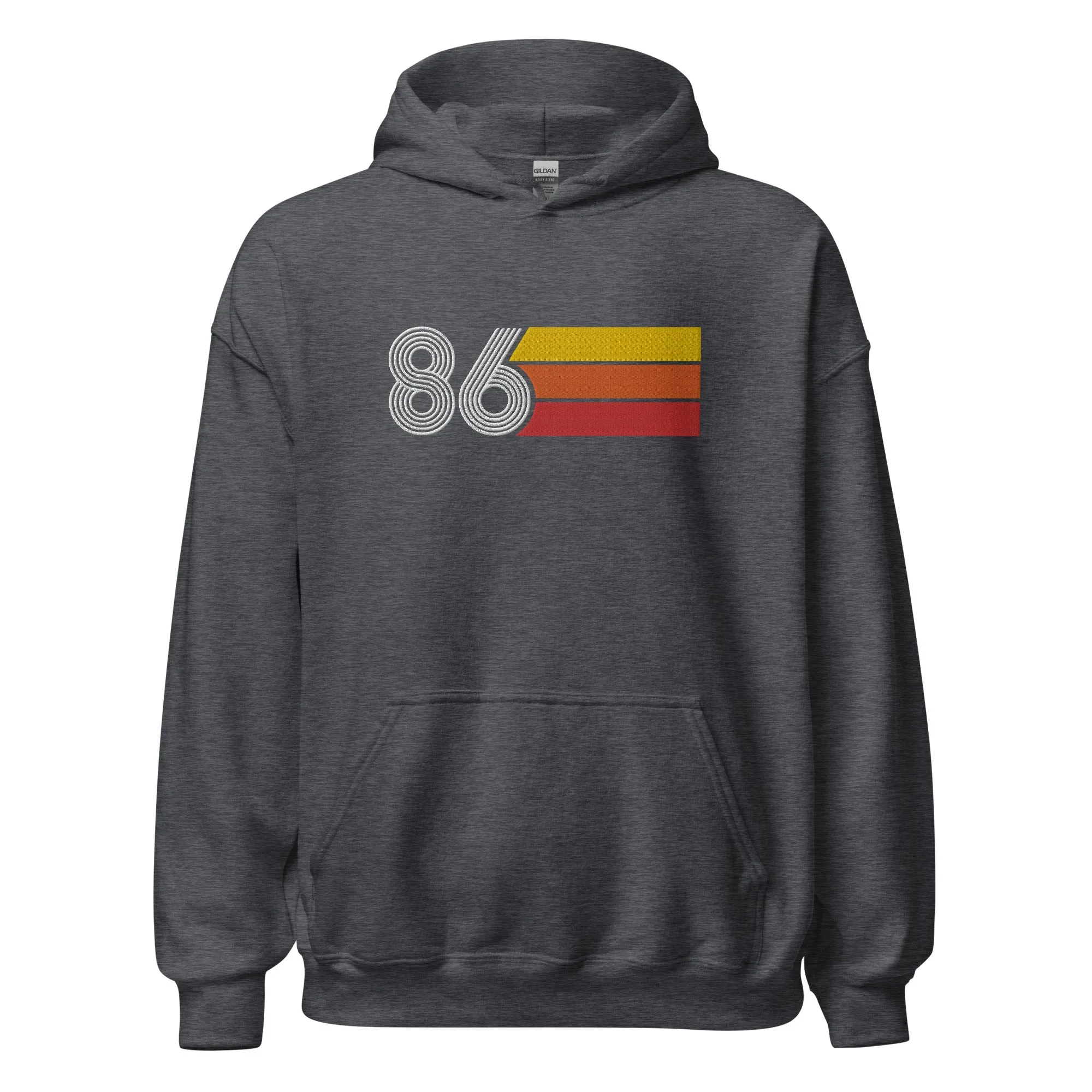 86 - Retro Tri-Line Large Embroidery Unisex Hoodie