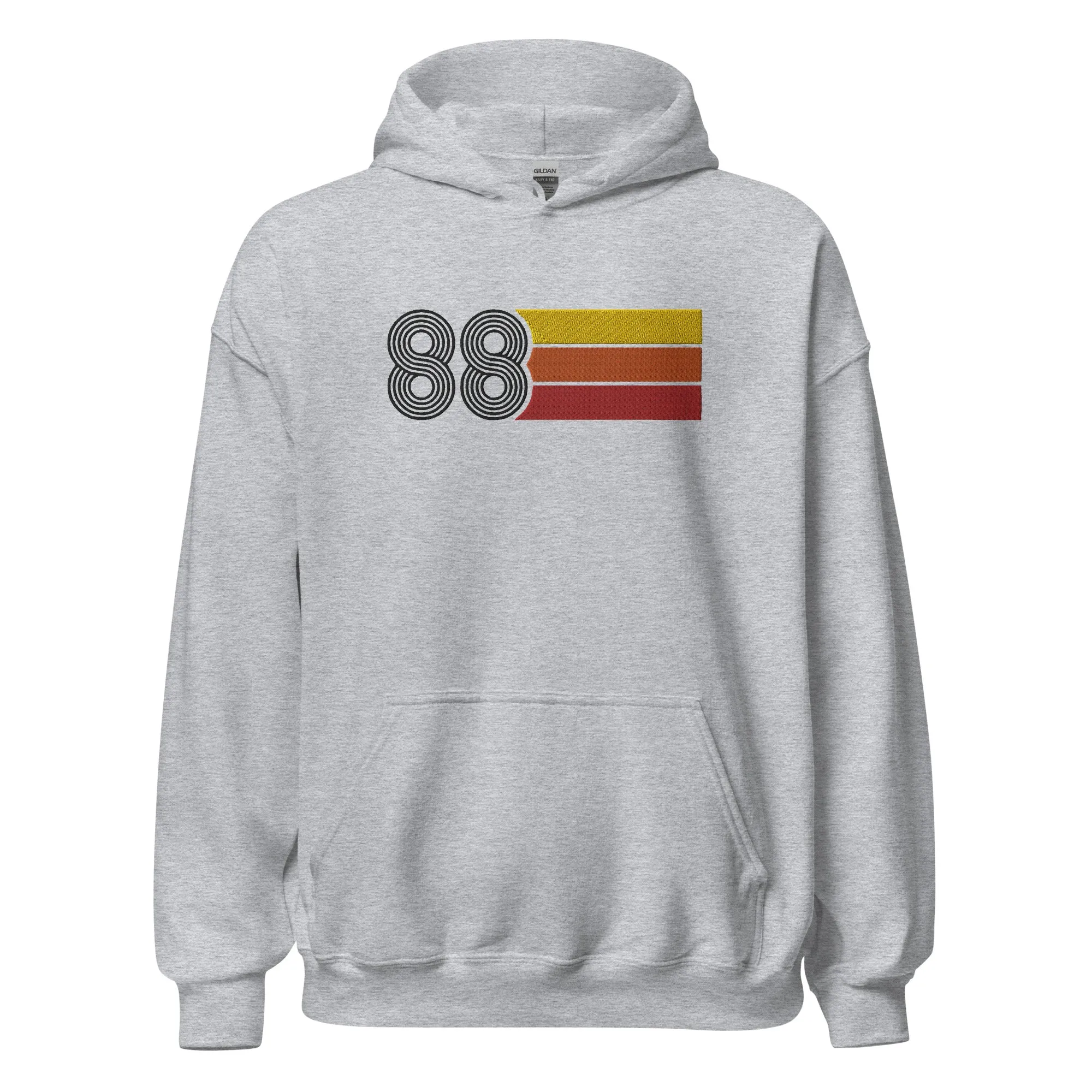 88 - Retro Tri-Line Large Embroidery Unisex Hoodie