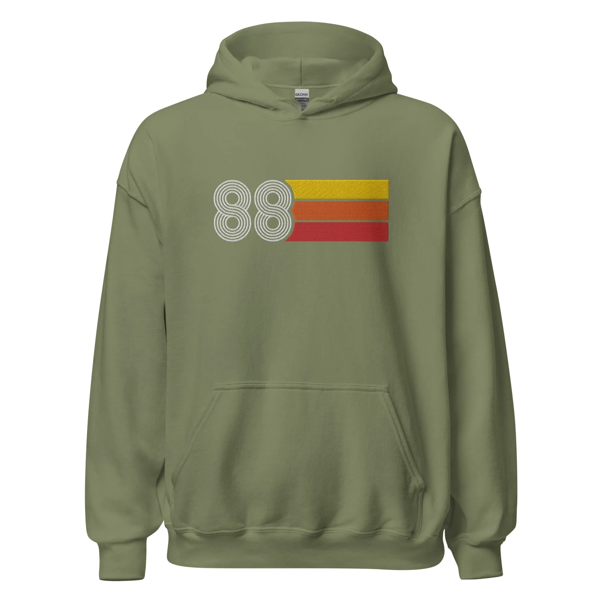 88 - Retro Tri-Line Large Embroidery Unisex Hoodie