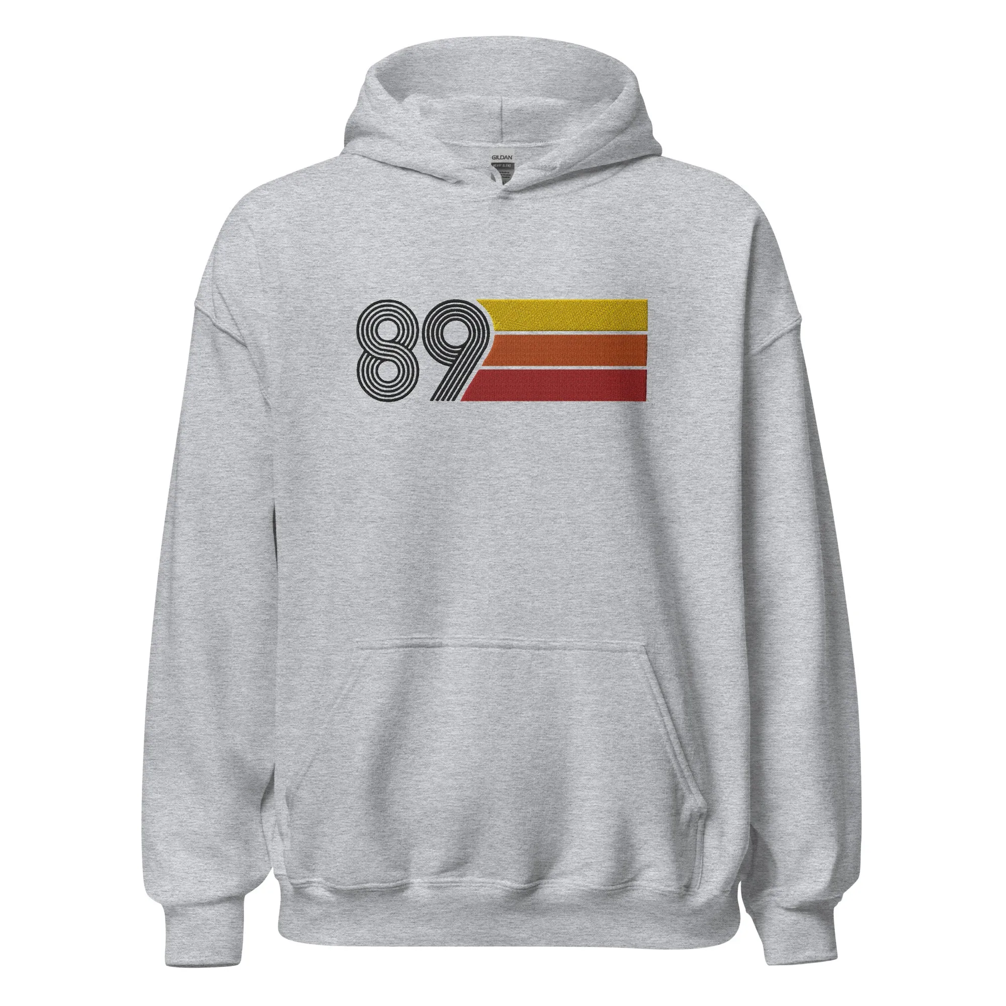 89 - Retro Tri-Line Large Embroidery Unisex Hoodie