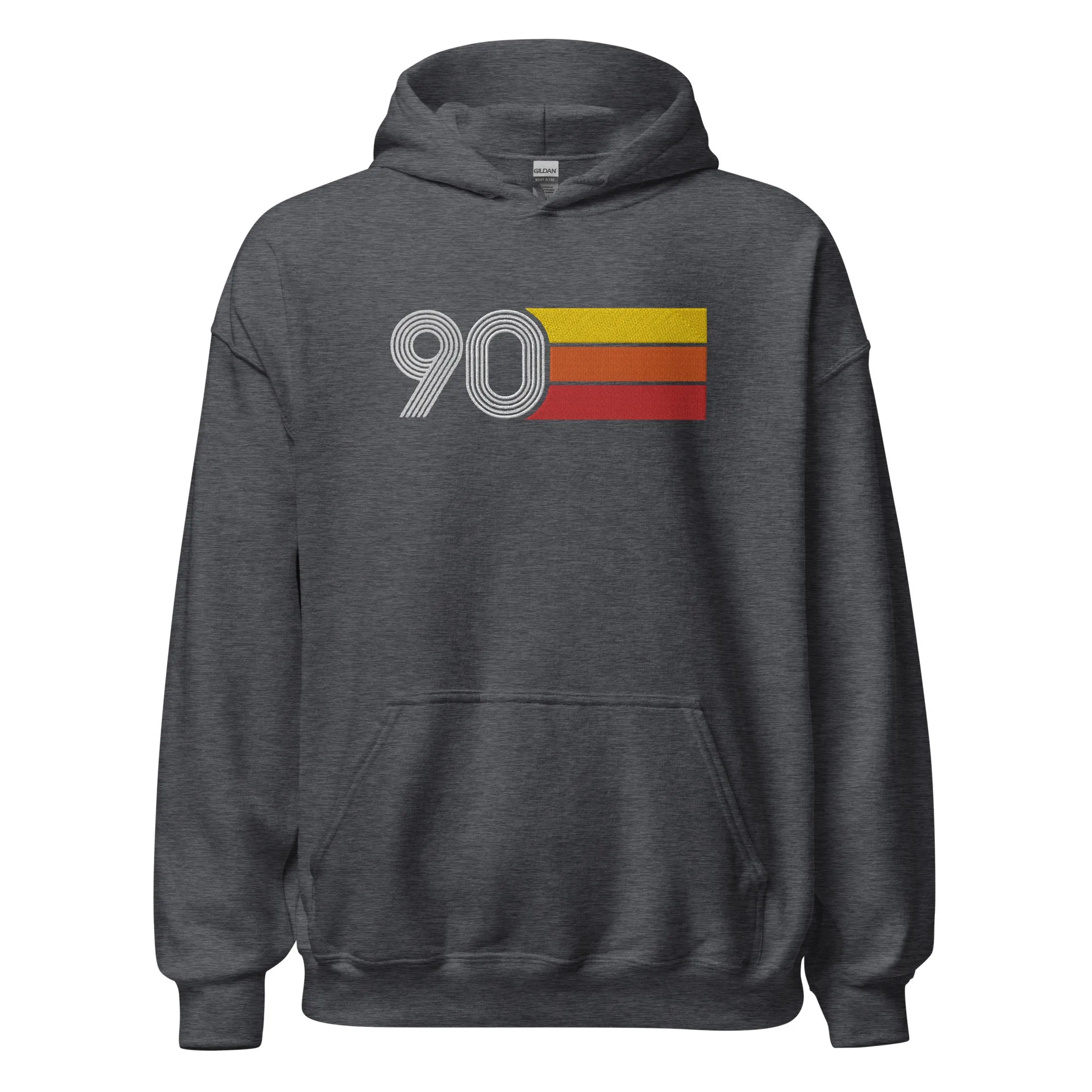 90 - Retro Tri-Line Large Embroidery Unisex Hoodie