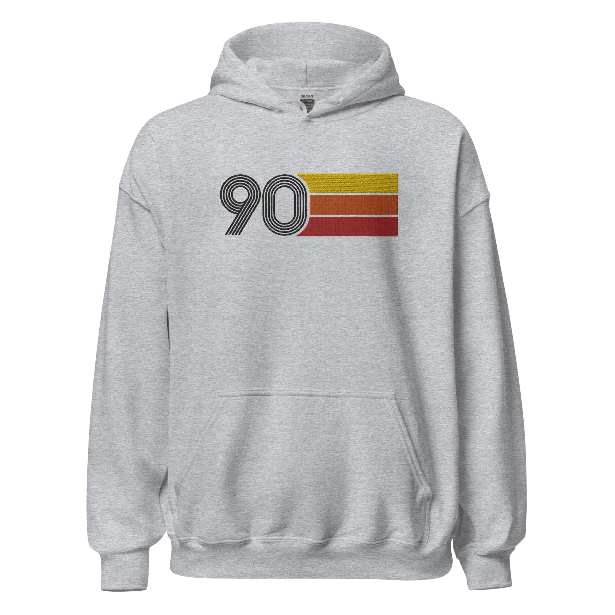 90 - Retro Tri-Line Large Embroidery Unisex Hoodie