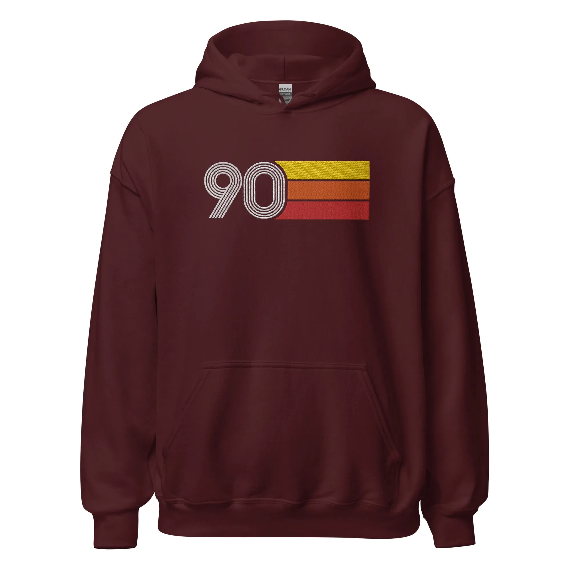 90 - Retro Tri-Line Large Embroidery Unisex Hoodie