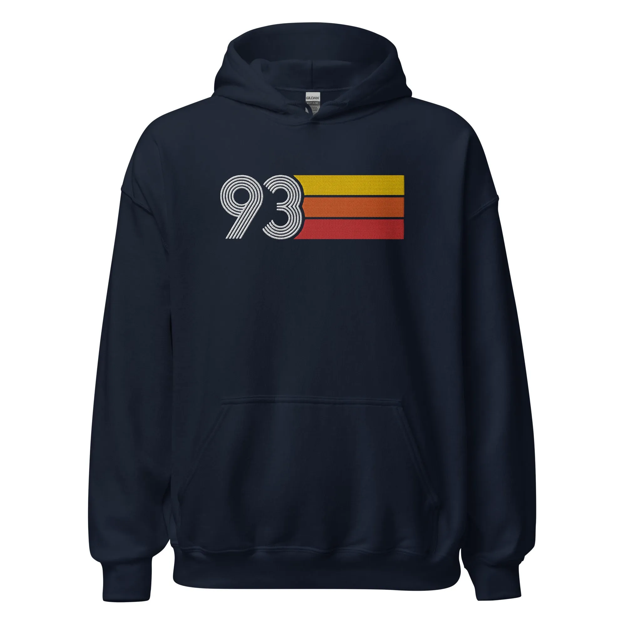 93 - Retro Tri-Line Large Embroidery Unisex Hoodie