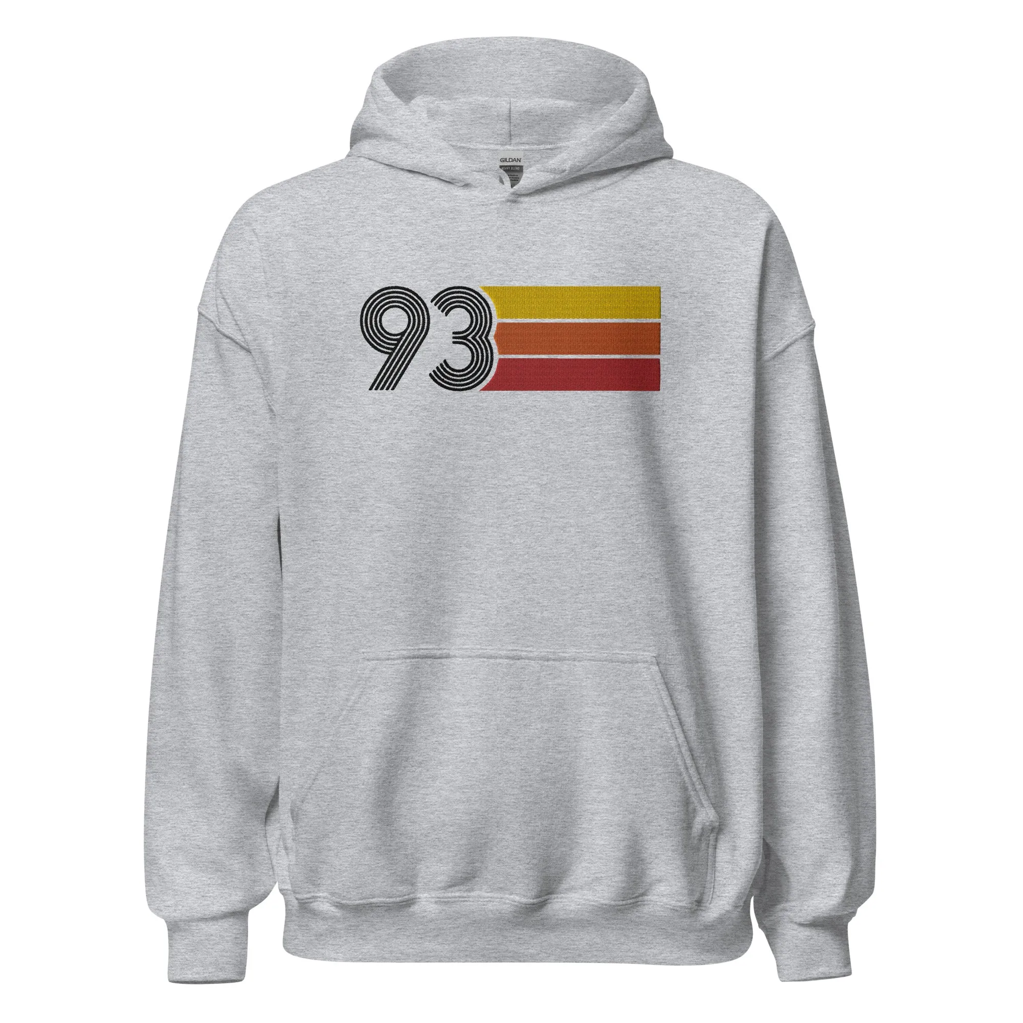 93 - Retro Tri-Line Large Embroidery Unisex Hoodie