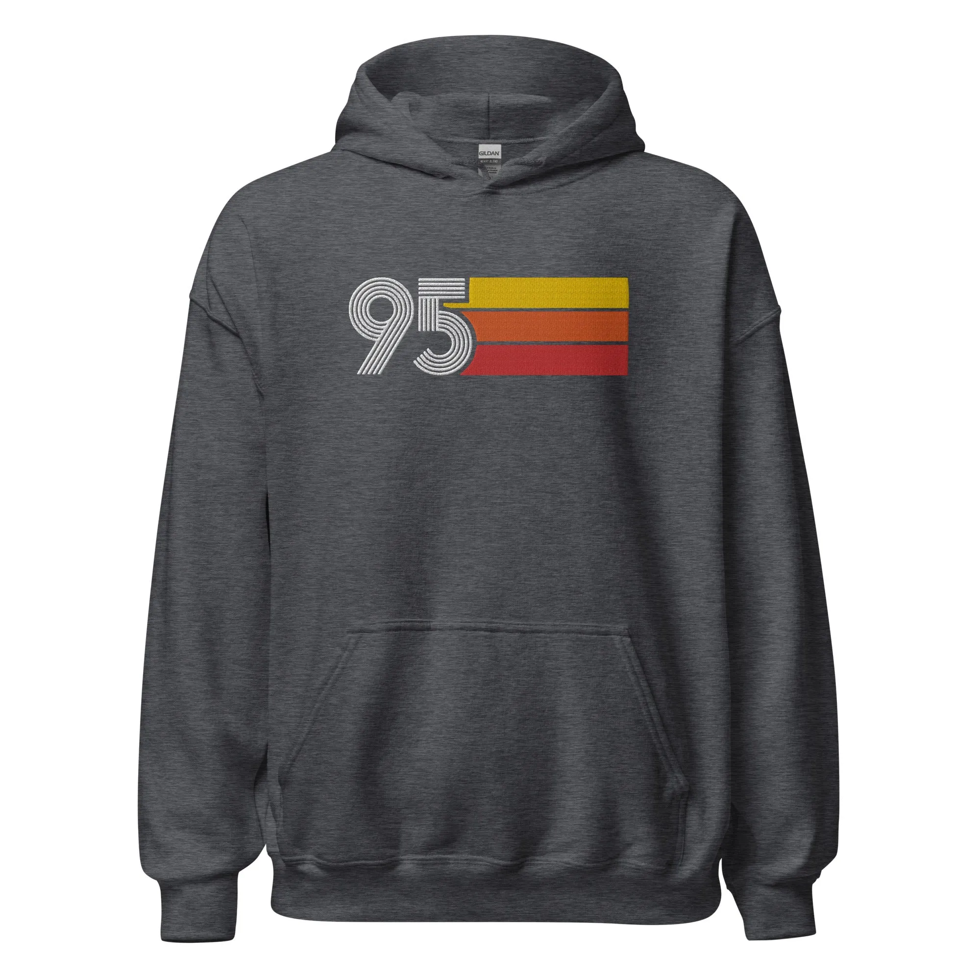 95 - Retro Tri-Line Large Embroidered Front Unisex Hoodie