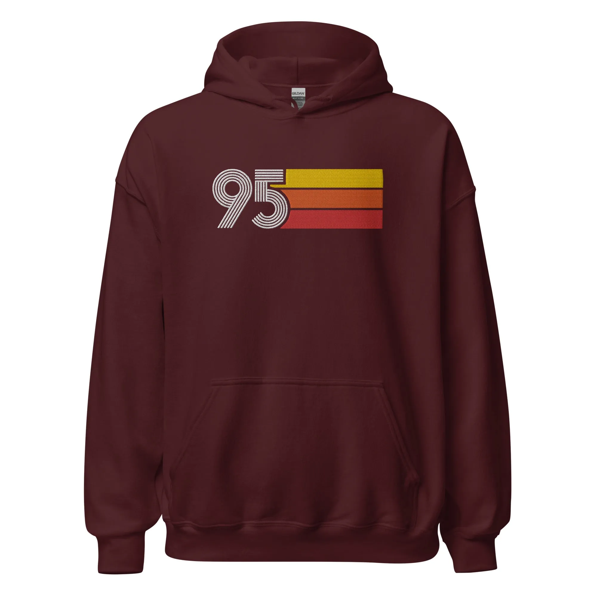 95 - Retro Tri-Line Large Embroidered Front Unisex Hoodie