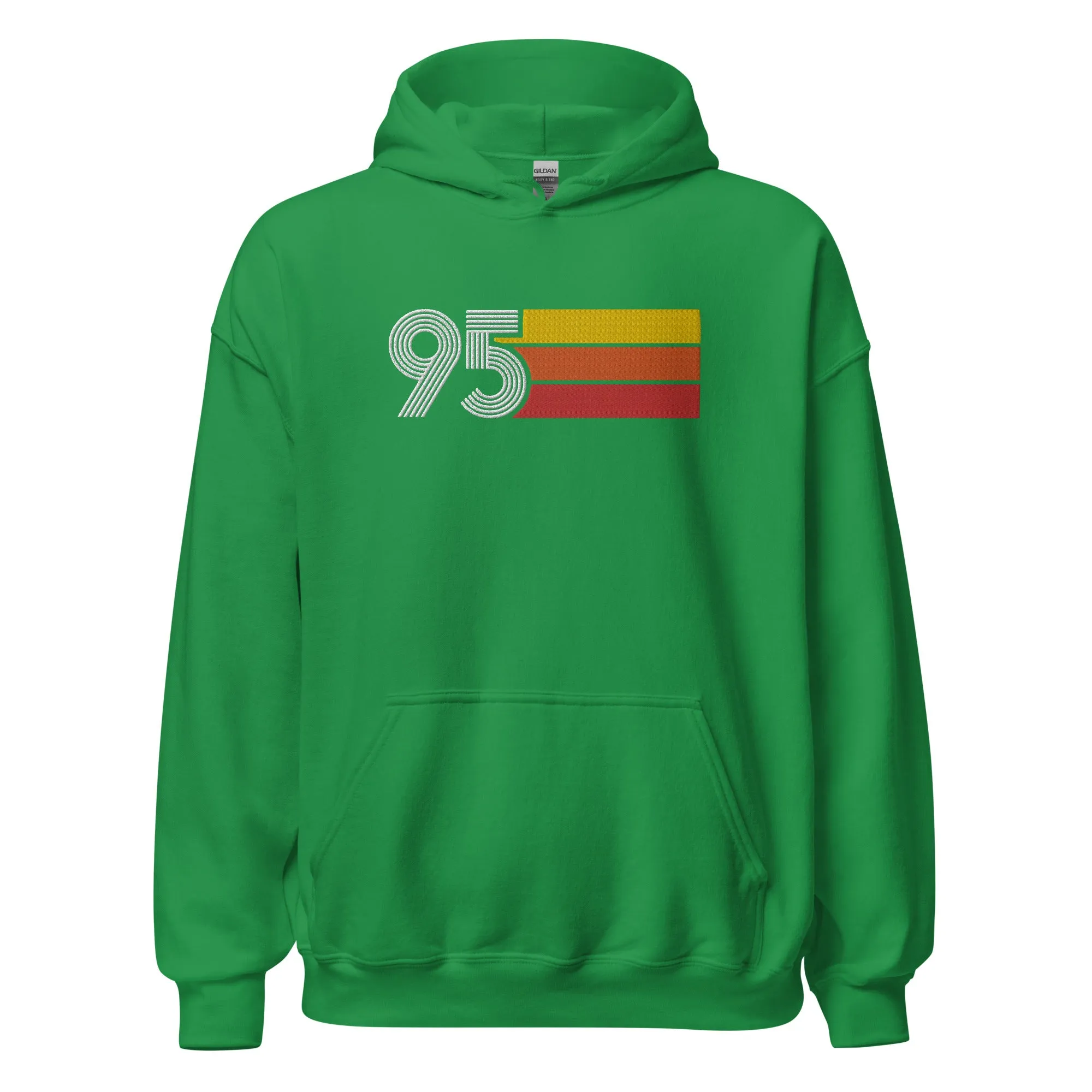 95 - Retro Tri-Line Large Embroidered Front Unisex Hoodie