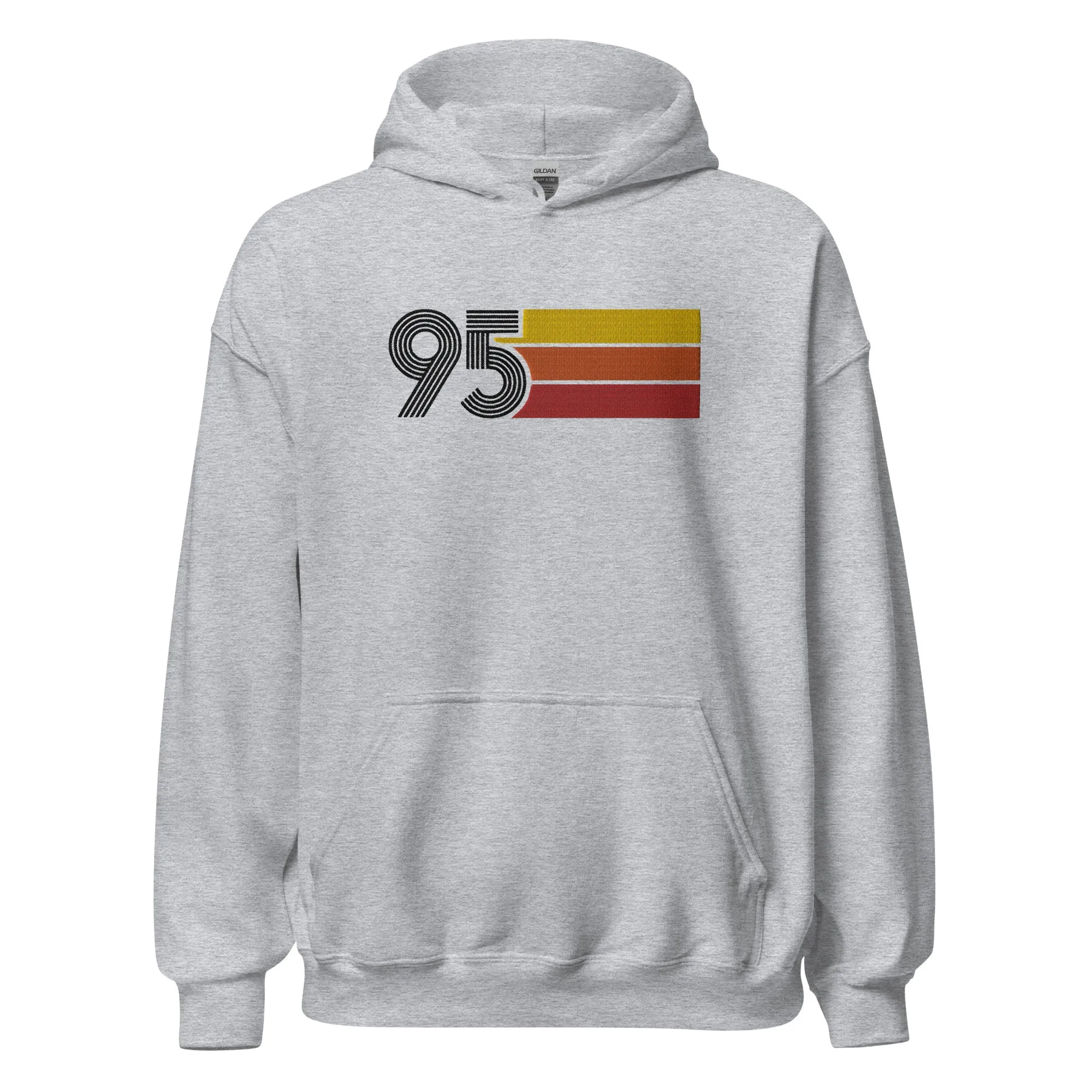 95 - Retro Tri-Line Large Embroidered Front Unisex Hoodie
