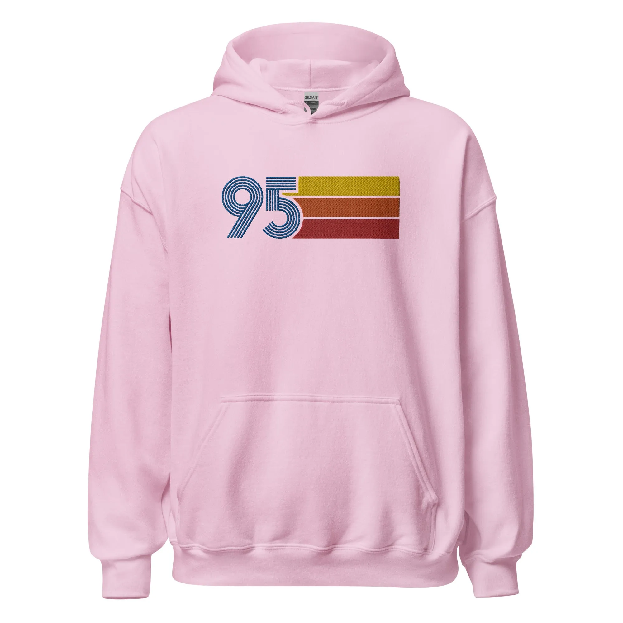 95 - Retro Tri-Line Large Embroidered Front Unisex Hoodie