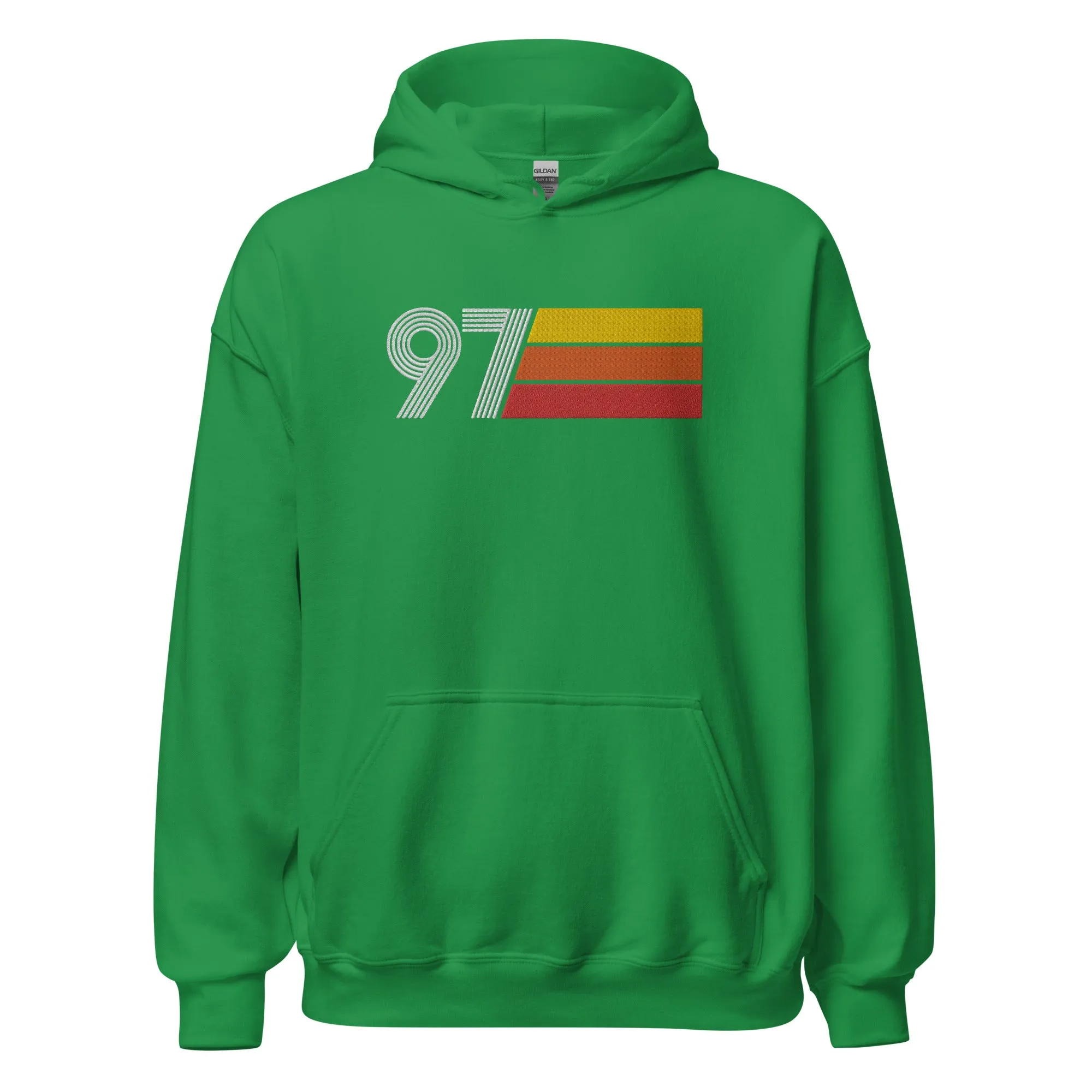 97 - Retro Tri-Line Large Embroidered Front Unisex Hoodie