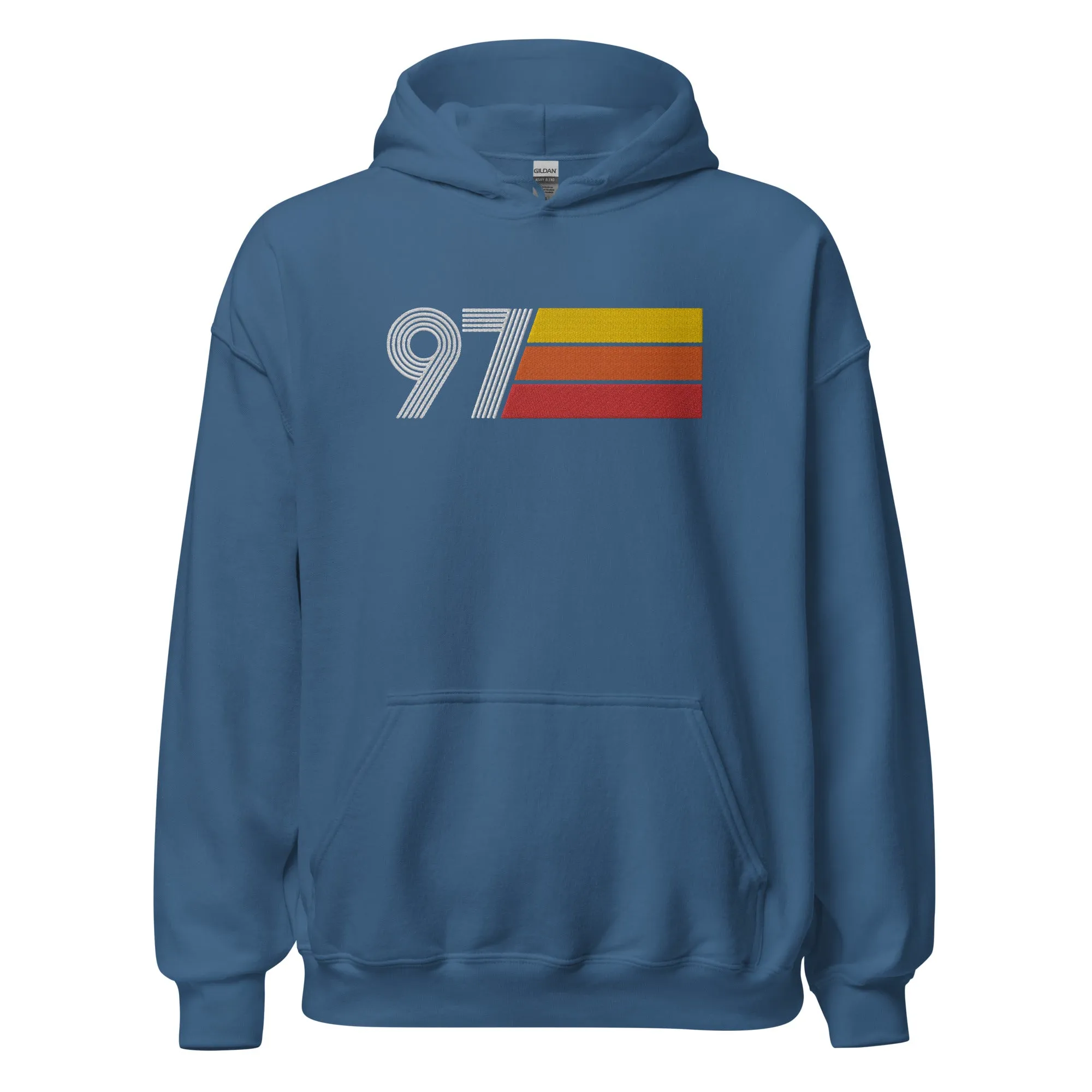 97 - Retro Tri-Line Large Embroidered Front Unisex Hoodie
