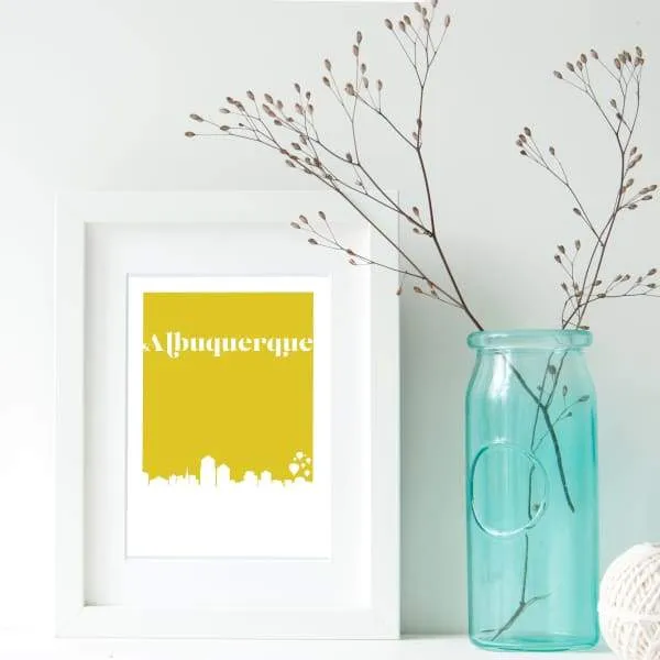 Albuquerque, New Mexico retro inspired city skyline