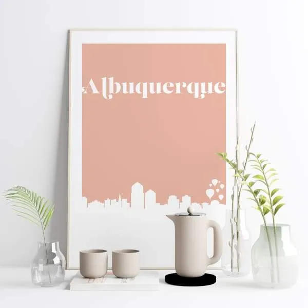 Albuquerque, New Mexico retro inspired city skyline