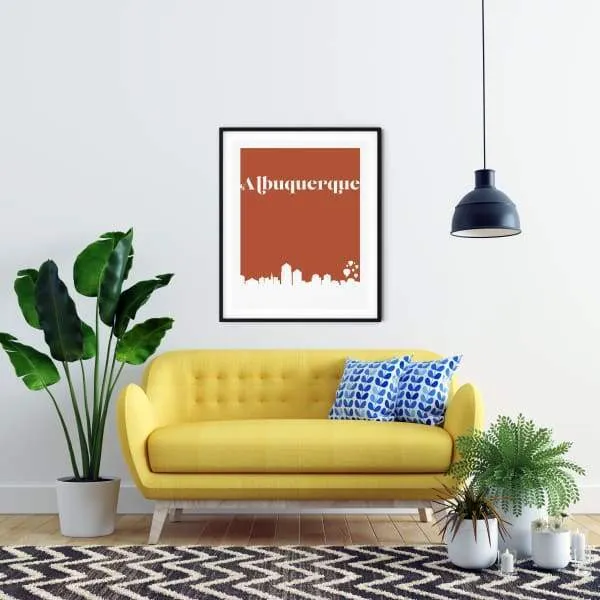 Albuquerque, New Mexico retro inspired city skyline