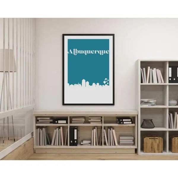 Albuquerque, New Mexico retro inspired city skyline