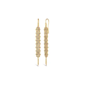 Amáli Silver Diamond Woven Long Textile Earrings