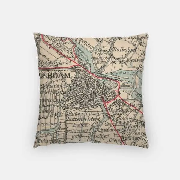 Amsterdam city skyline with vintage Amsterdam map