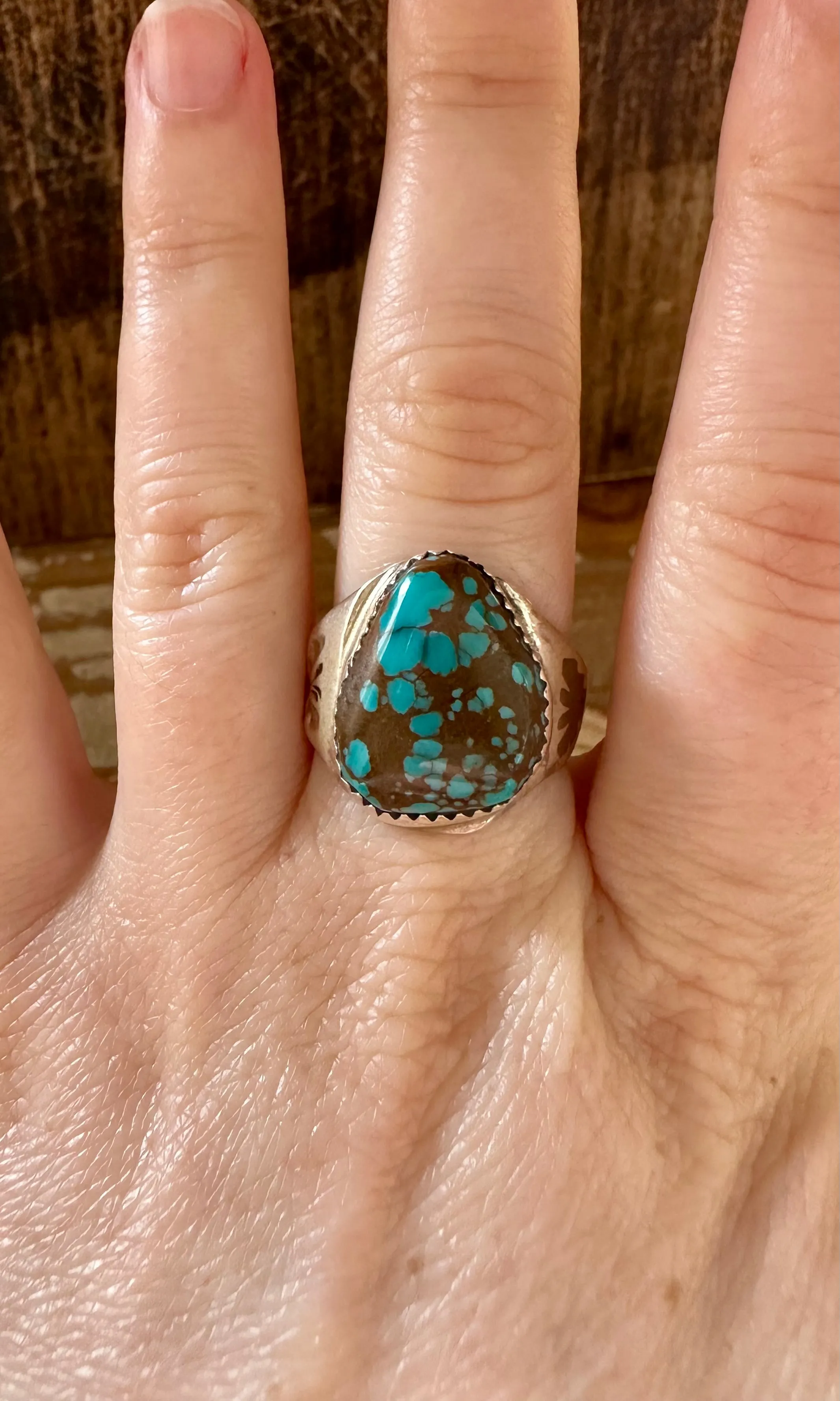ANNIE LINCOLN EGYPTIAN Turquoise Sterling Silver Ring • Size 7