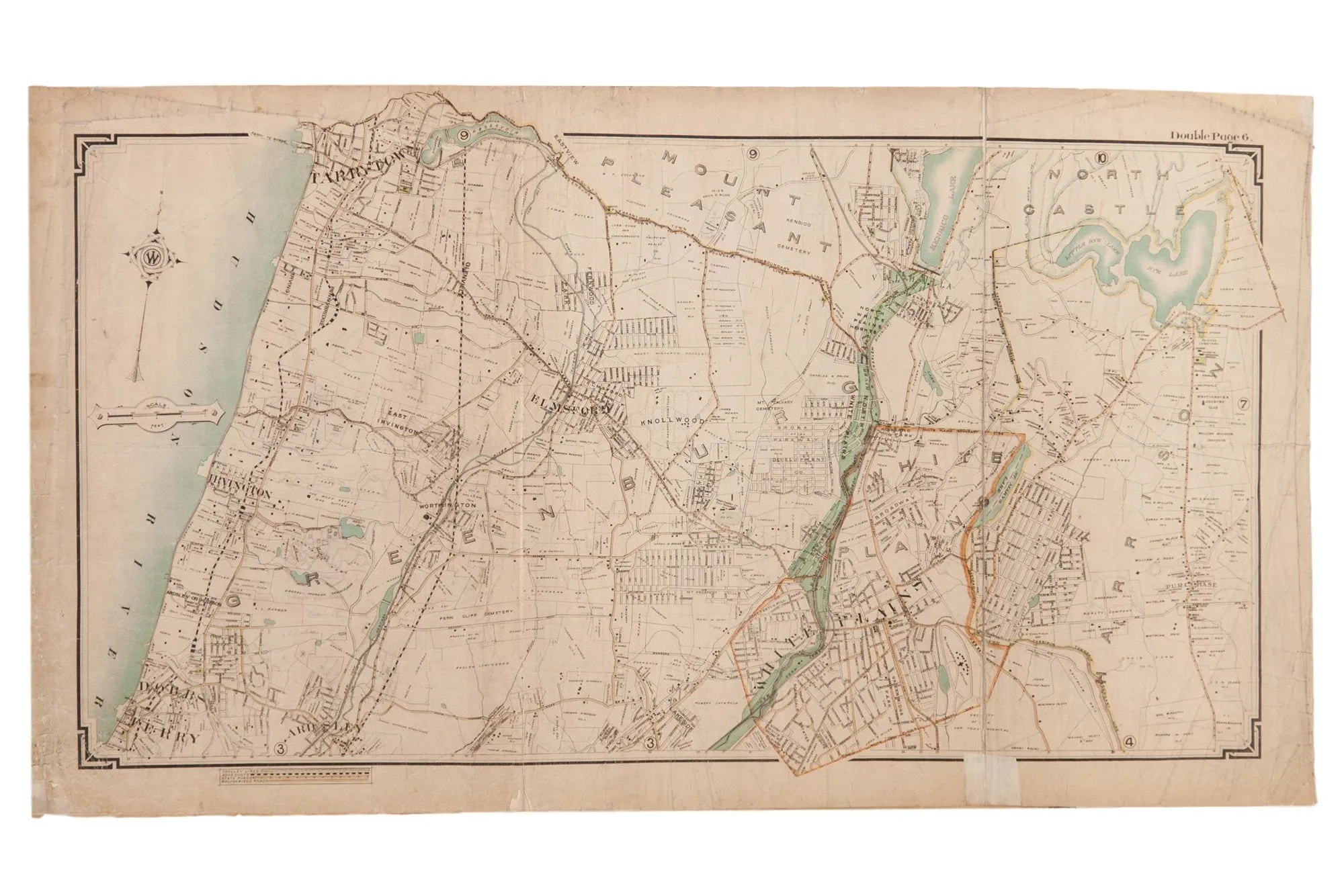Antique Greenburgh, White Plains, Tarrytown, River Towns NY Map