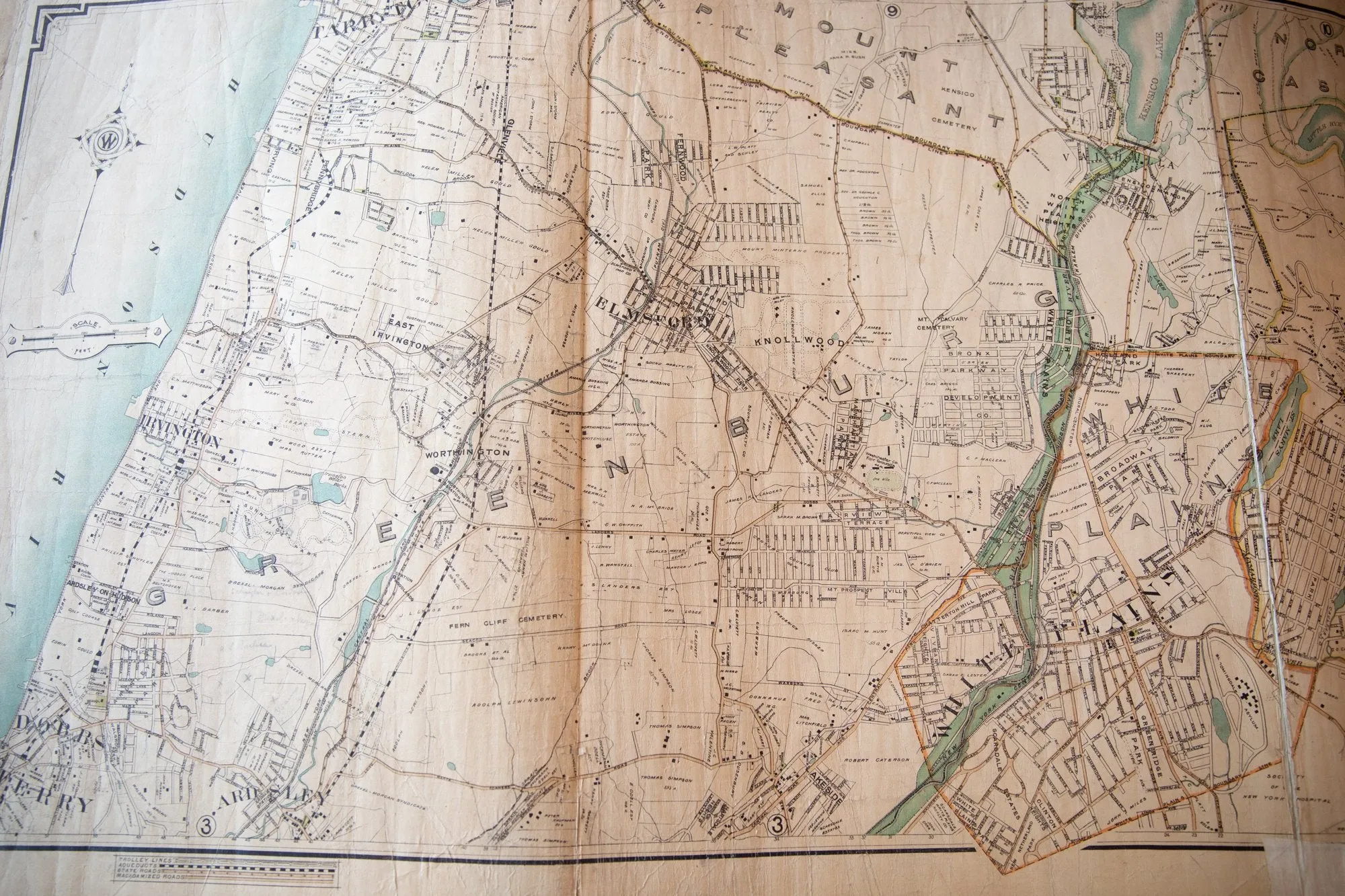 Antique Greenburgh, White Plains, Tarrytown, River Towns NY Map