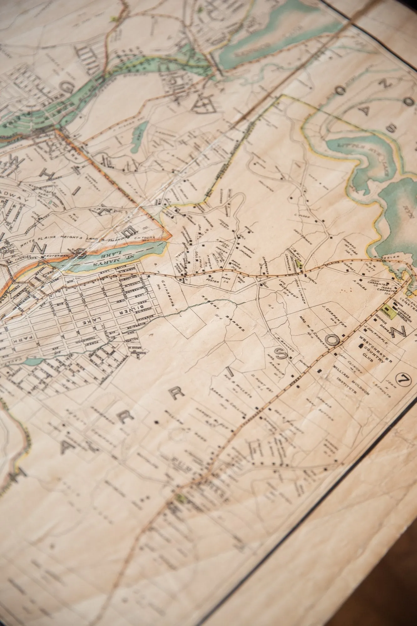 Antique Greenburgh, White Plains, Tarrytown, River Towns NY Map