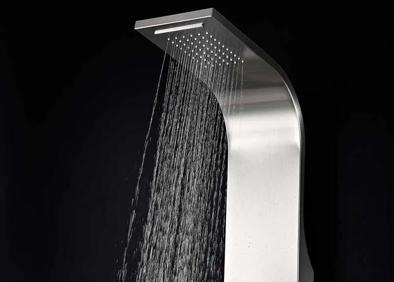 Anzzi ANCHORAGE Series 60 in. Full Body Shower Panel System with Heavy Rain Shower and Spray Wand in Brushed Steel