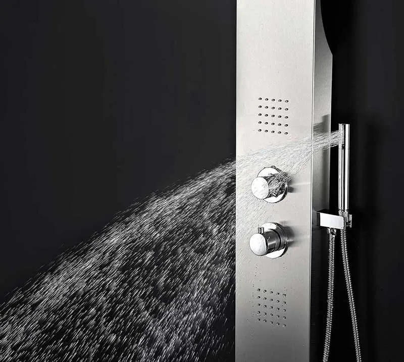 Anzzi ANCHORAGE Series 60 in. Full Body Shower Panel System with Heavy Rain Shower and Spray Wand in Brushed Steel