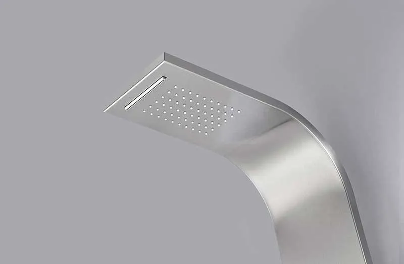Anzzi ANCHORAGE Series 60 in. Full Body Shower Panel System with Heavy Rain Shower and Spray Wand in Brushed Steel