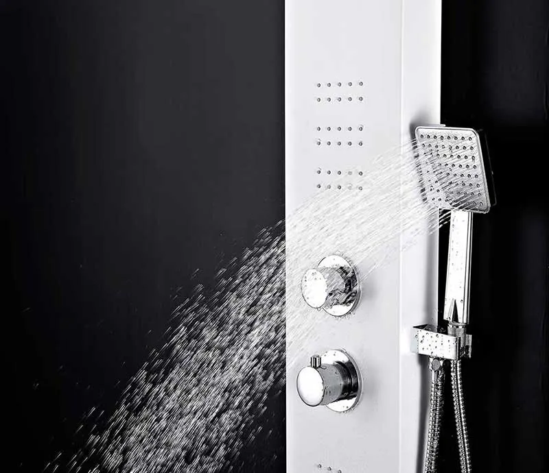Anzzi ARENA Series 60 in. Full Body Shower Panel System with Heavy Rain Shower and Spray Wand in White