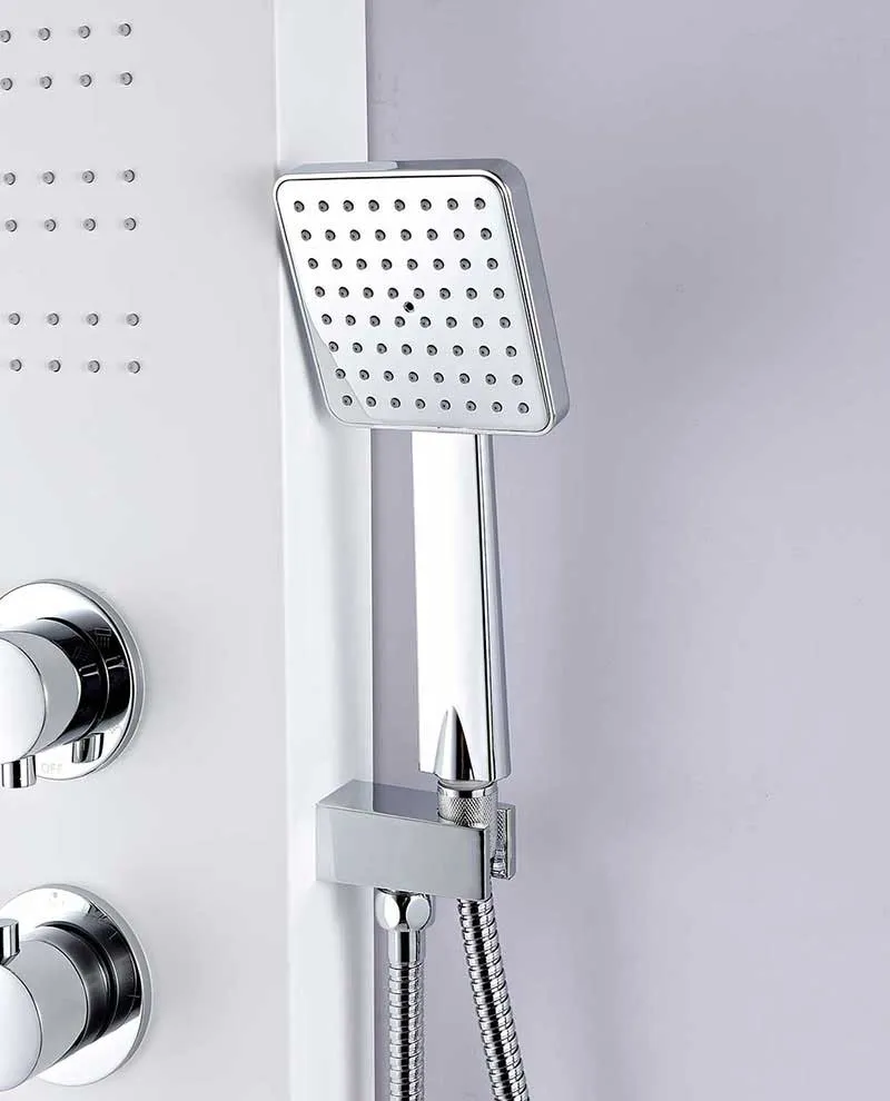 Anzzi ARENA Series 60 in. Full Body Shower Panel System with Heavy Rain Shower and Spray Wand in White
