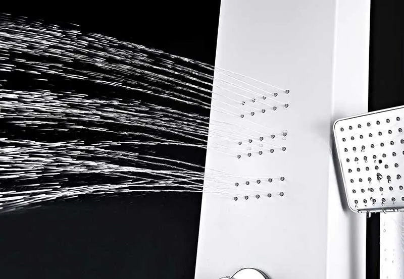 Anzzi ARENA Series 60 in. Full Body Shower Panel System with Heavy Rain Shower and Spray Wand in White