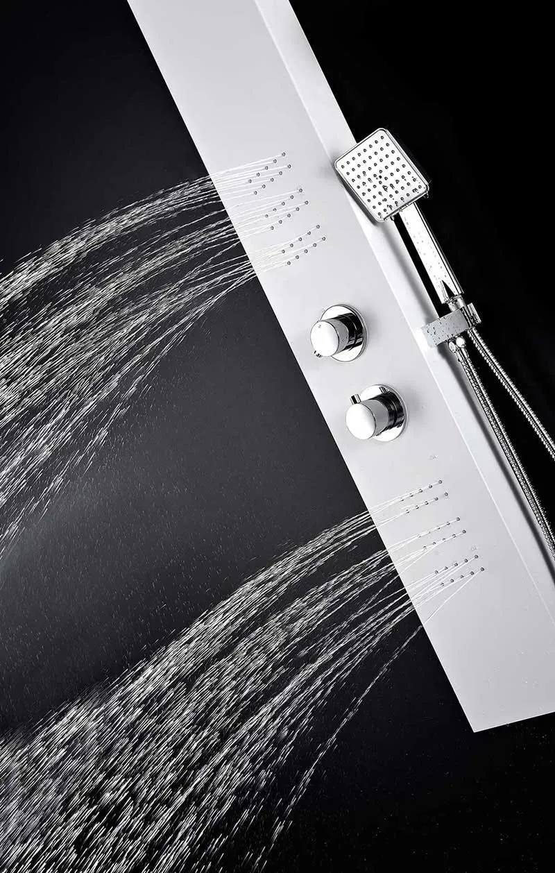 Anzzi ARENA Series 60 in. Full Body Shower Panel System with Heavy Rain Shower and Spray Wand in White