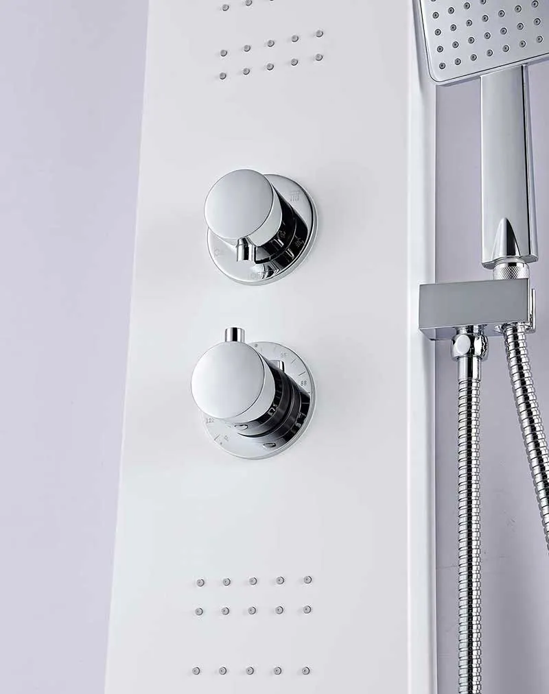 Anzzi ARENA Series 60 in. Full Body Shower Panel System with Heavy Rain Shower and Spray Wand in White