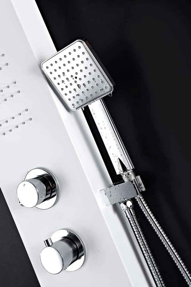 Anzzi ARENA Series 60 in. Full Body Shower Panel System with Heavy Rain Shower and Spray Wand in White