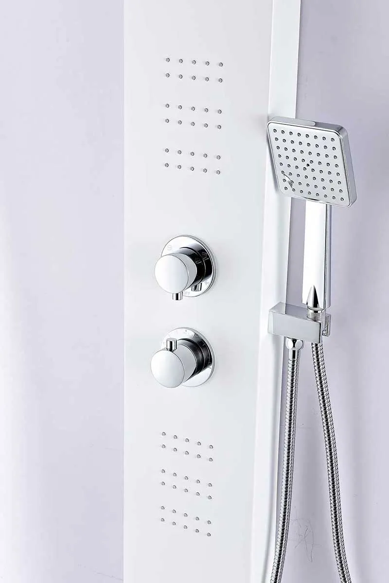 Anzzi ARENA Series 60 in. Full Body Shower Panel System with Heavy Rain Shower and Spray Wand in White