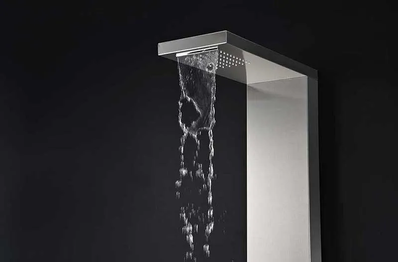 Anzzi EXPANSE Series 64 in. Full Body Shower Panel System with Heavy Rain Shower and Spray Wand in Brushed Steel