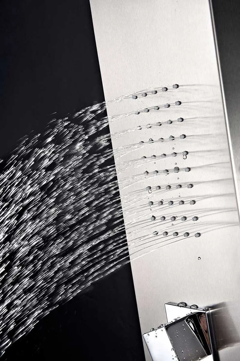 Anzzi EXPANSE Series 64 in. Full Body Shower Panel System with Heavy Rain Shower and Spray Wand in Brushed Steel
