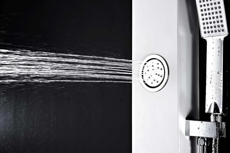 Anzzi Hacienda Series 44 in. Full Body Shower Panel System with Heavy Rain Shower and Spray Wand in White
