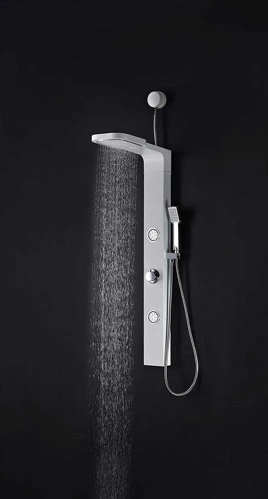 Anzzi Hacienda Series 44 in. Full Body Shower Panel System with Heavy Rain Shower and Spray Wand in White