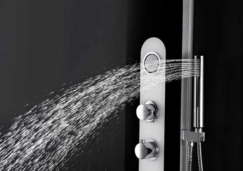 Anzzi LANDE Series 56 in. Full Body Shower Panel System with Heavy Rain Shower and Spray Wand in Black