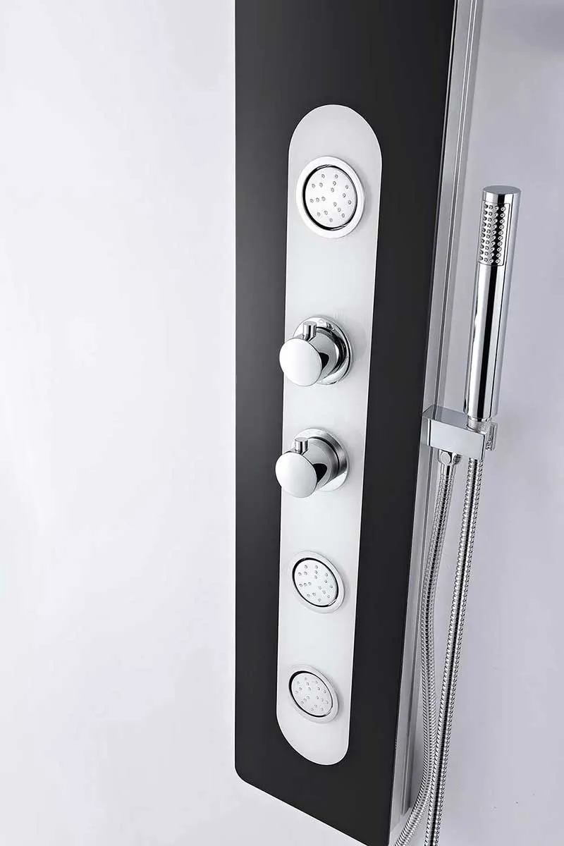 Anzzi LANDE Series 56 in. Full Body Shower Panel System with Heavy Rain Shower and Spray Wand in Black
