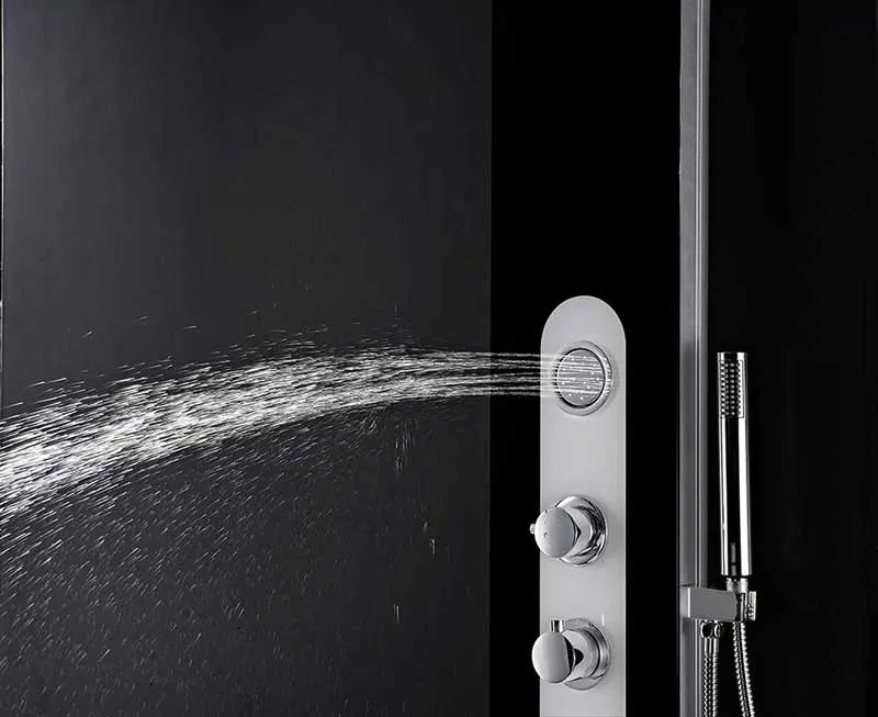 Anzzi LANDE Series 56 in. Full Body Shower Panel System with Heavy Rain Shower and Spray Wand in Black
