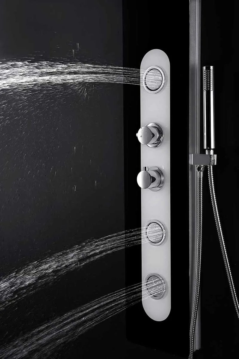 Anzzi LANDE Series 56 in. Full Body Shower Panel System with Heavy Rain Shower and Spray Wand in Black