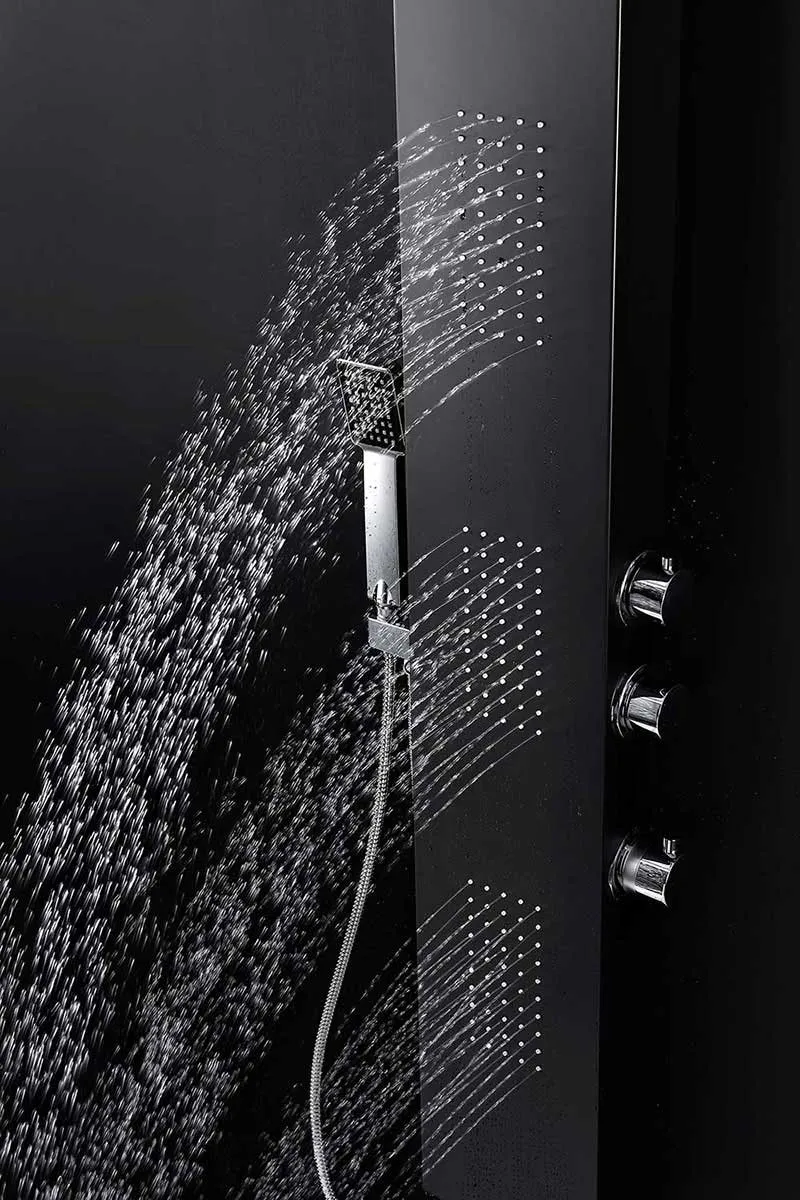 Anzzi LEVEL Series 66 in. Full Body Shower Panel System with Heavy Rain Shower and Spray Wand in Black